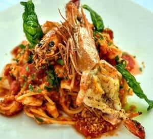 nusa dua restaurants | King Prawn Spaghetti | nusa dua beach grill | nusa dua italian restaurants