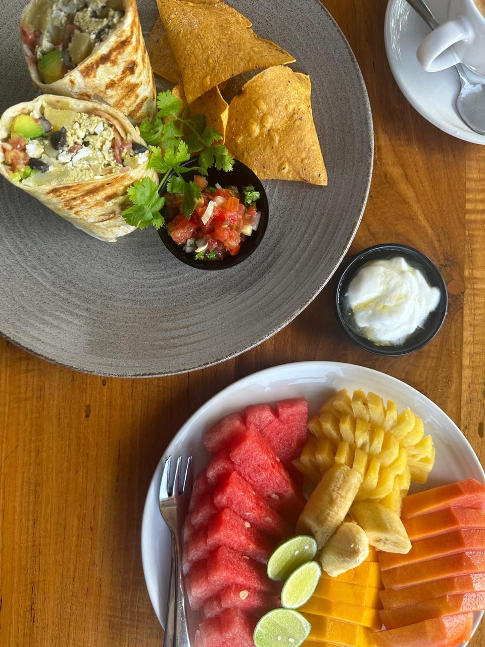 breakfast burrito with fruit salad | nusa dua beach grill